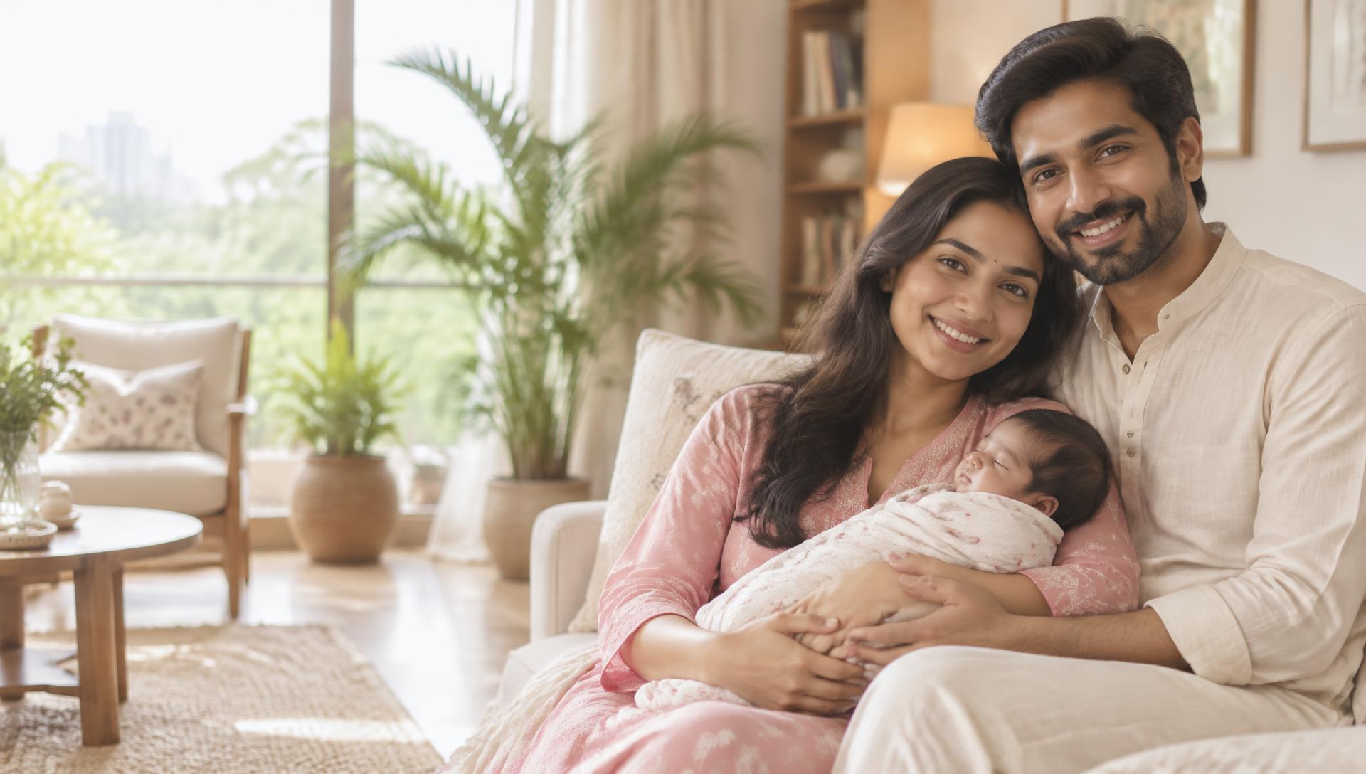 Happy parents with their baby after IVF treatment at Pravi Global IVF near Saket, Delhi